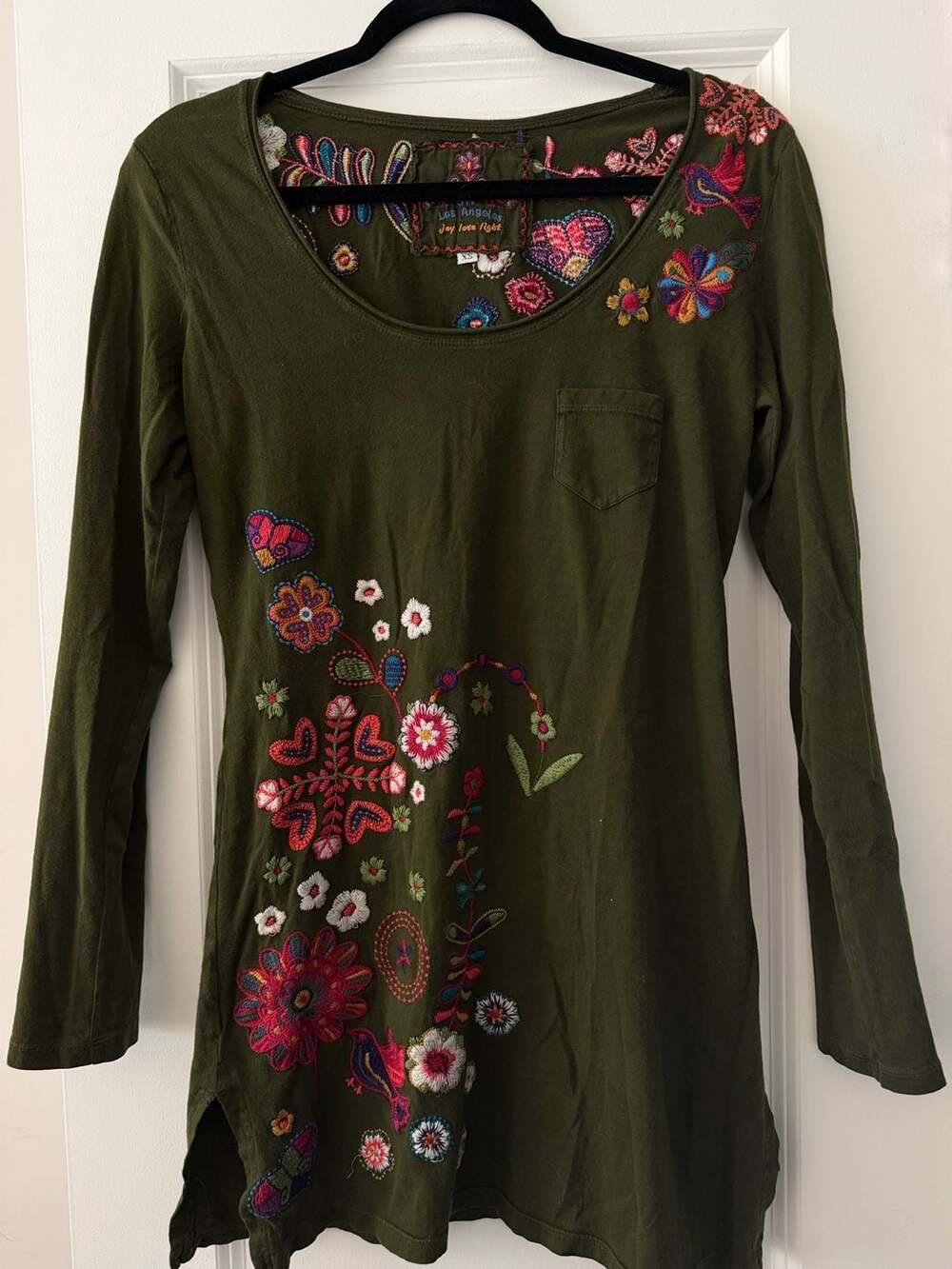 Johnny Was JWLA Embroidered Floral Long Sleeve Tunic Top